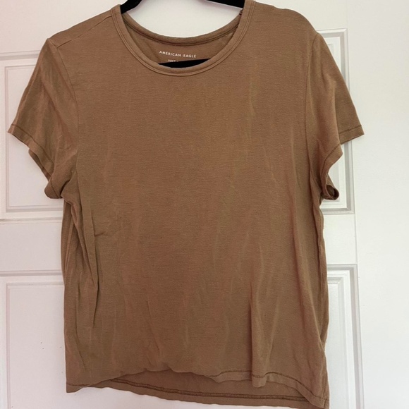 American Eagle Soft & Sexy Brown/Tan Basics Crew Neck T-Shirt | Size Small - Picture 6 of 8